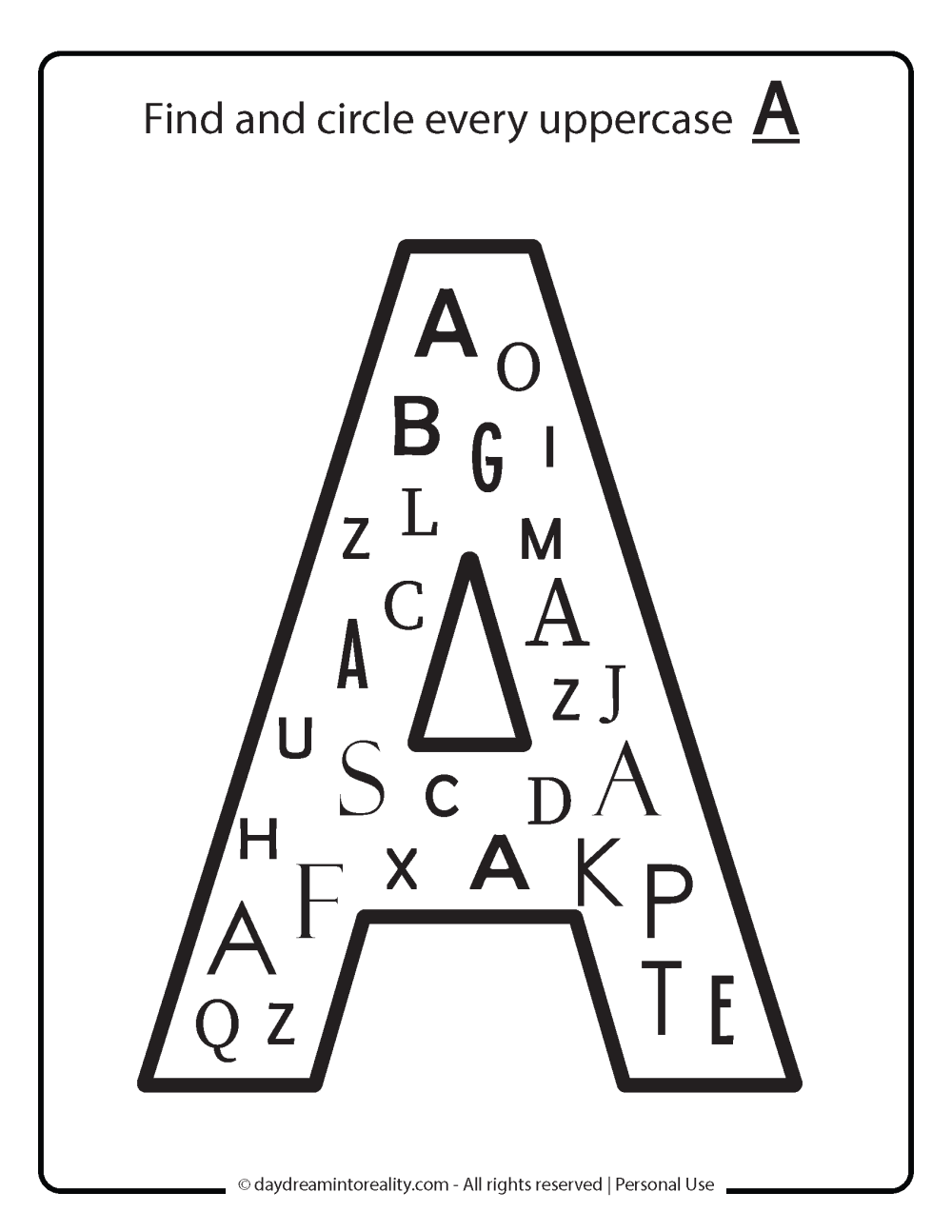find letter a worksheet
