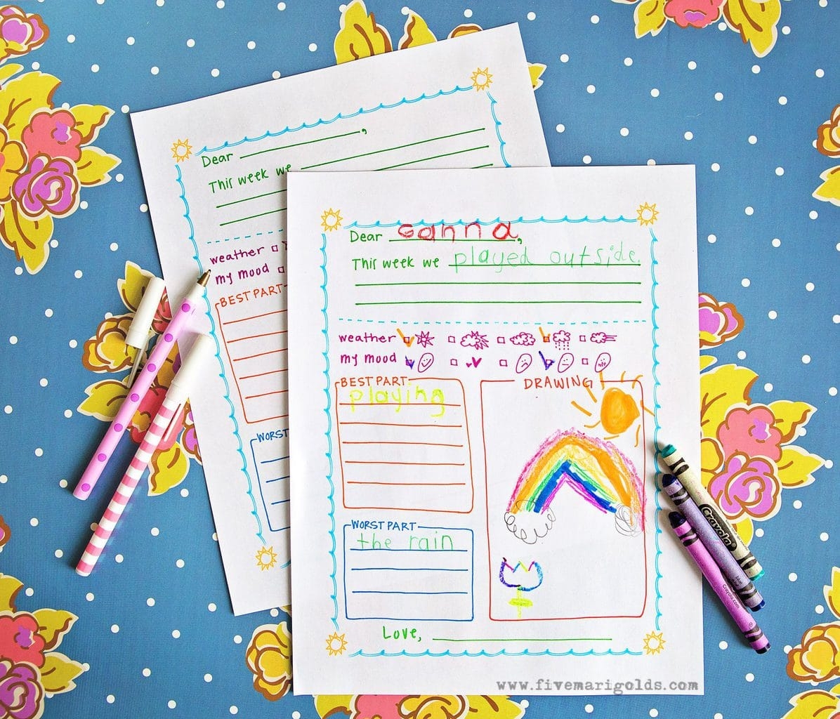 Letter And Journal Template Pages For Kids Five Marigolds Letter And Journal Template Pages For Kids Five Marigolds