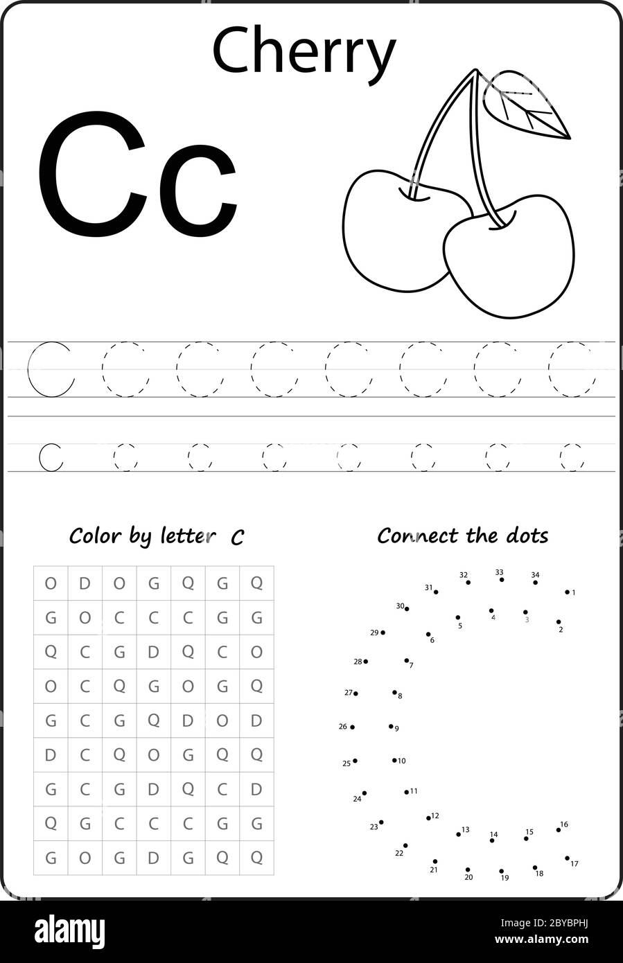 Letter C Alphabet Letter Worksheet Task For Kids Learning Letters Stock Vector Image Art Alamy