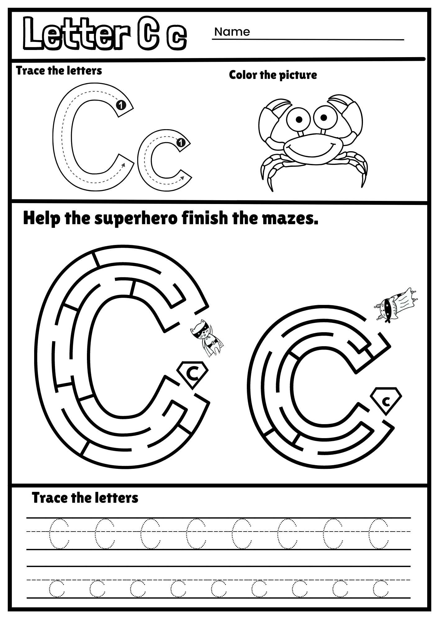 Letter C Alphabet Tracing And Coloring Free Printable PDF Ezpzphonics