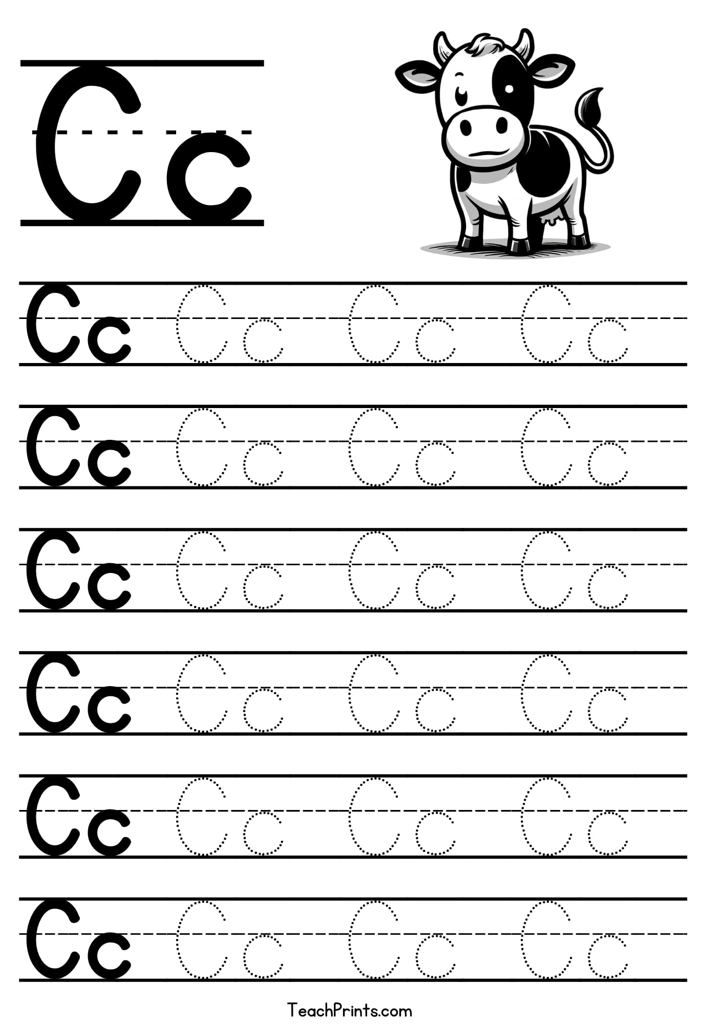 Letter C Tracing Worksheet Free Printables Teach Prints