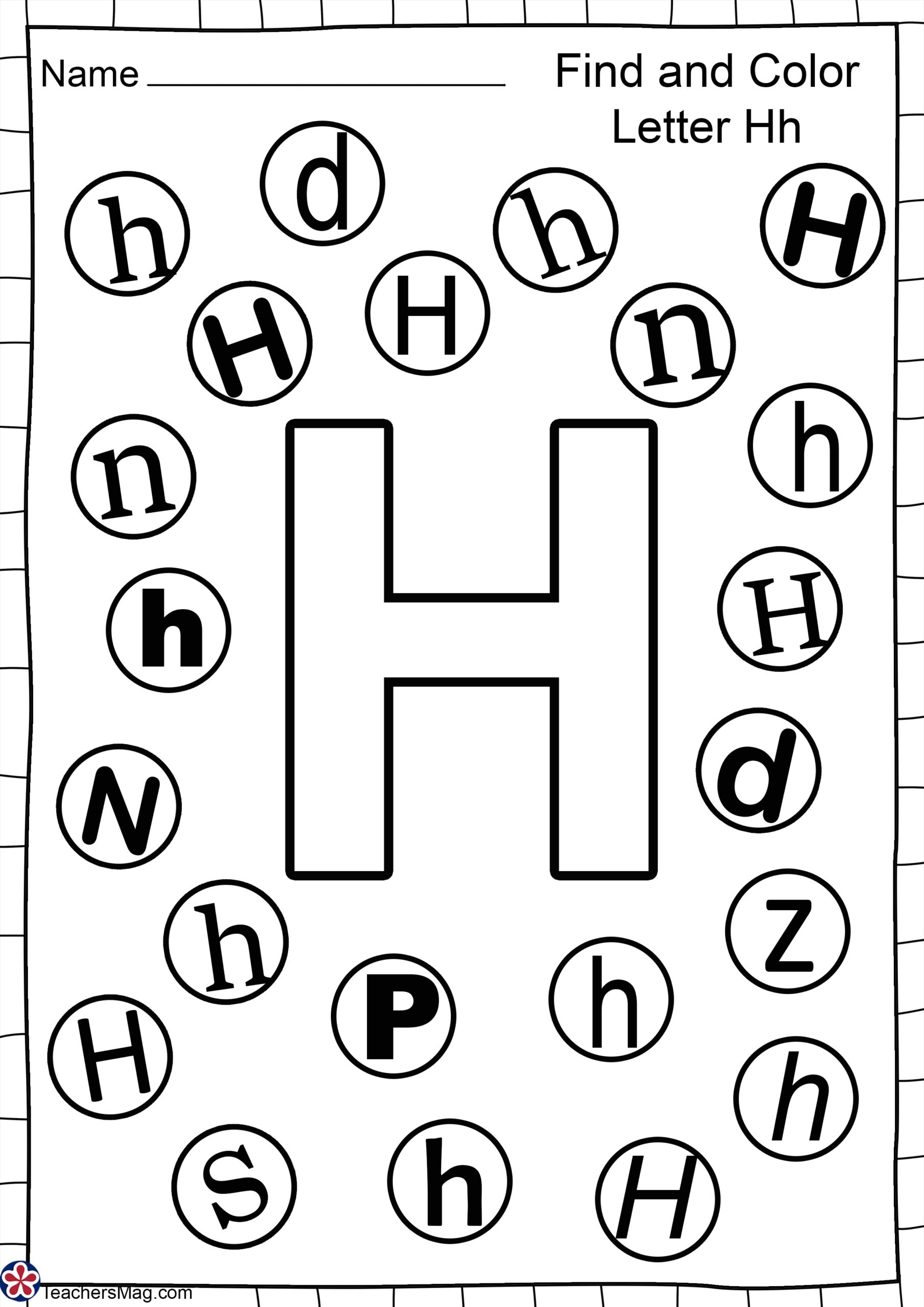 letter h preschool worksheets