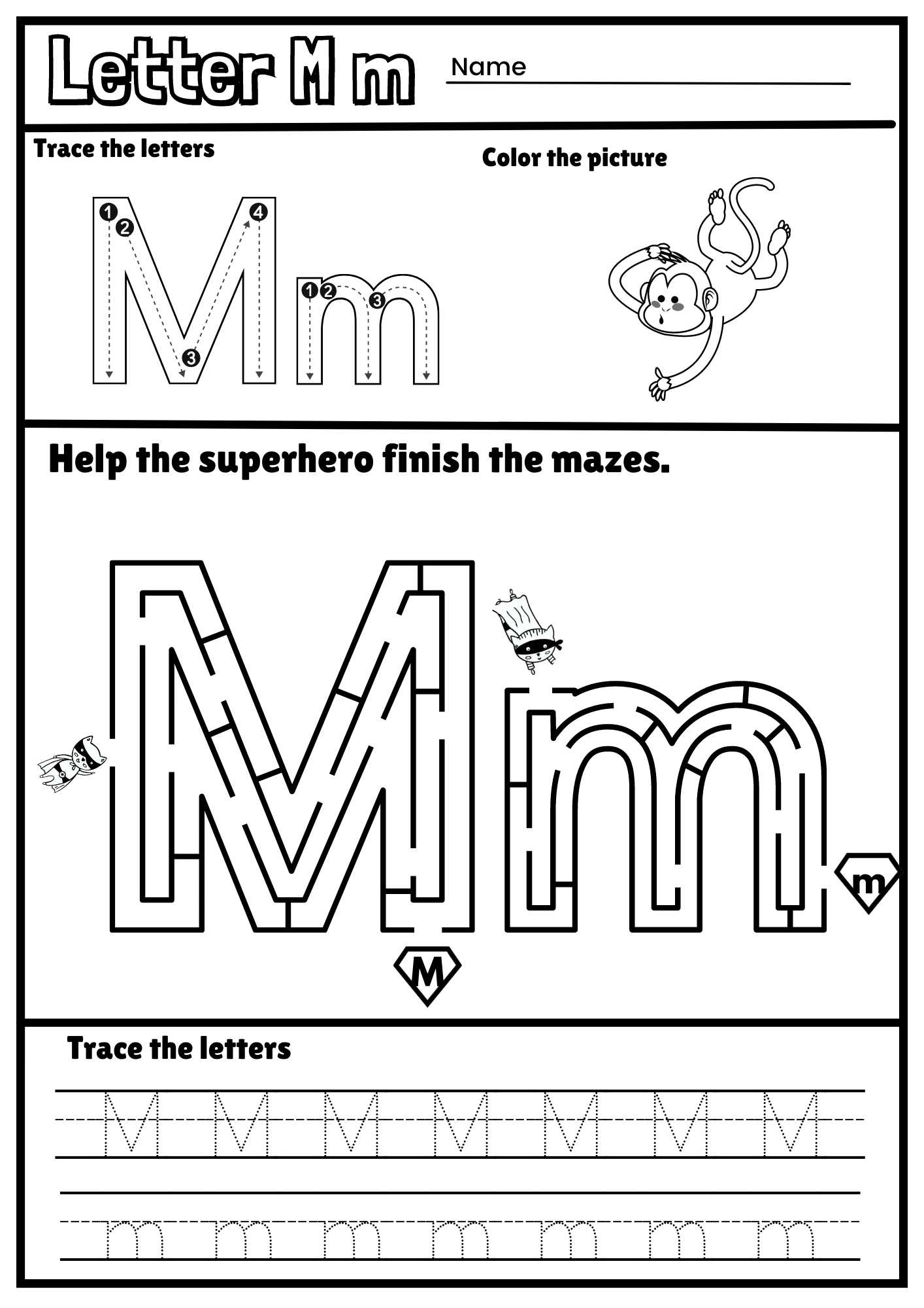 letter m worksheets kindergarten