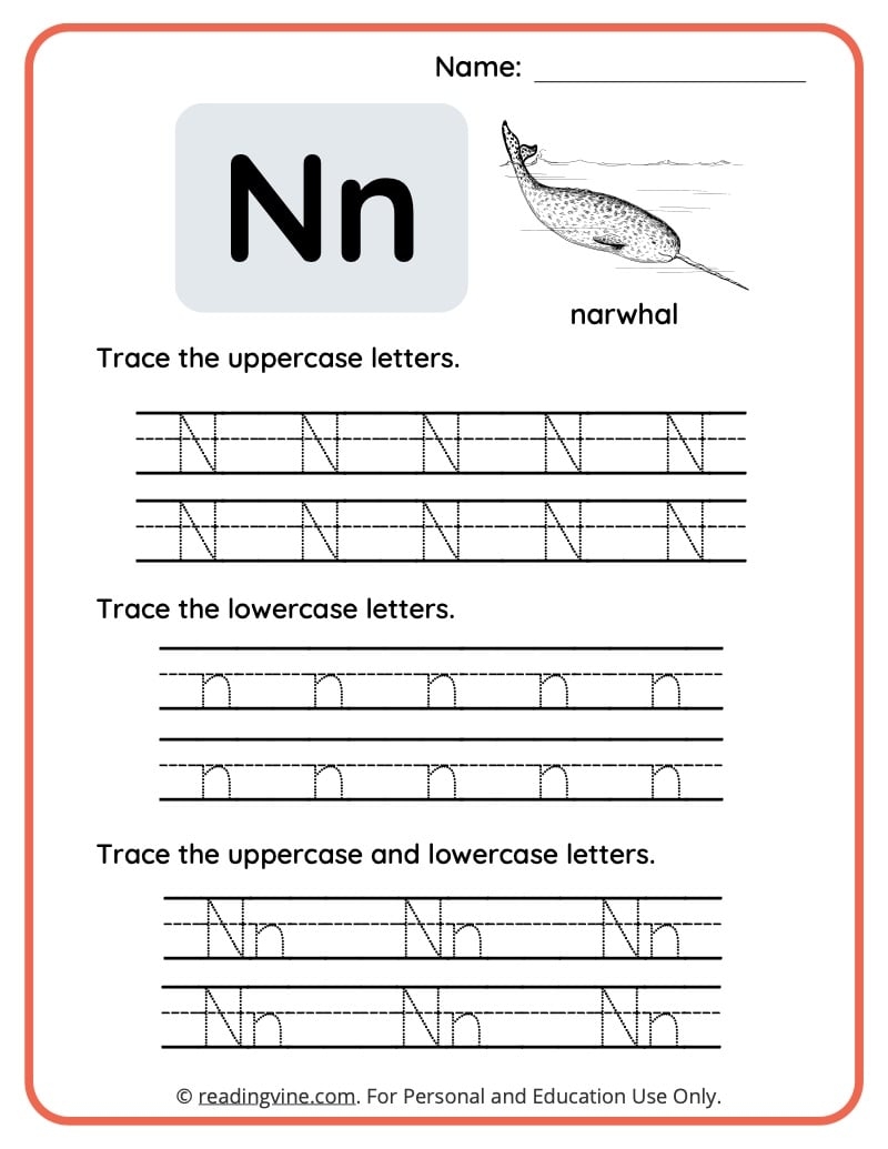 letter n worksheets for preschool