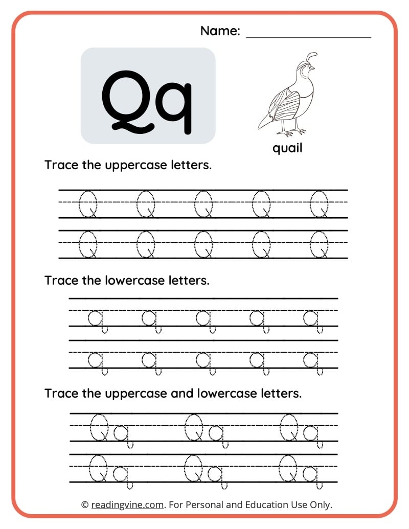 preschool letter q worksheet