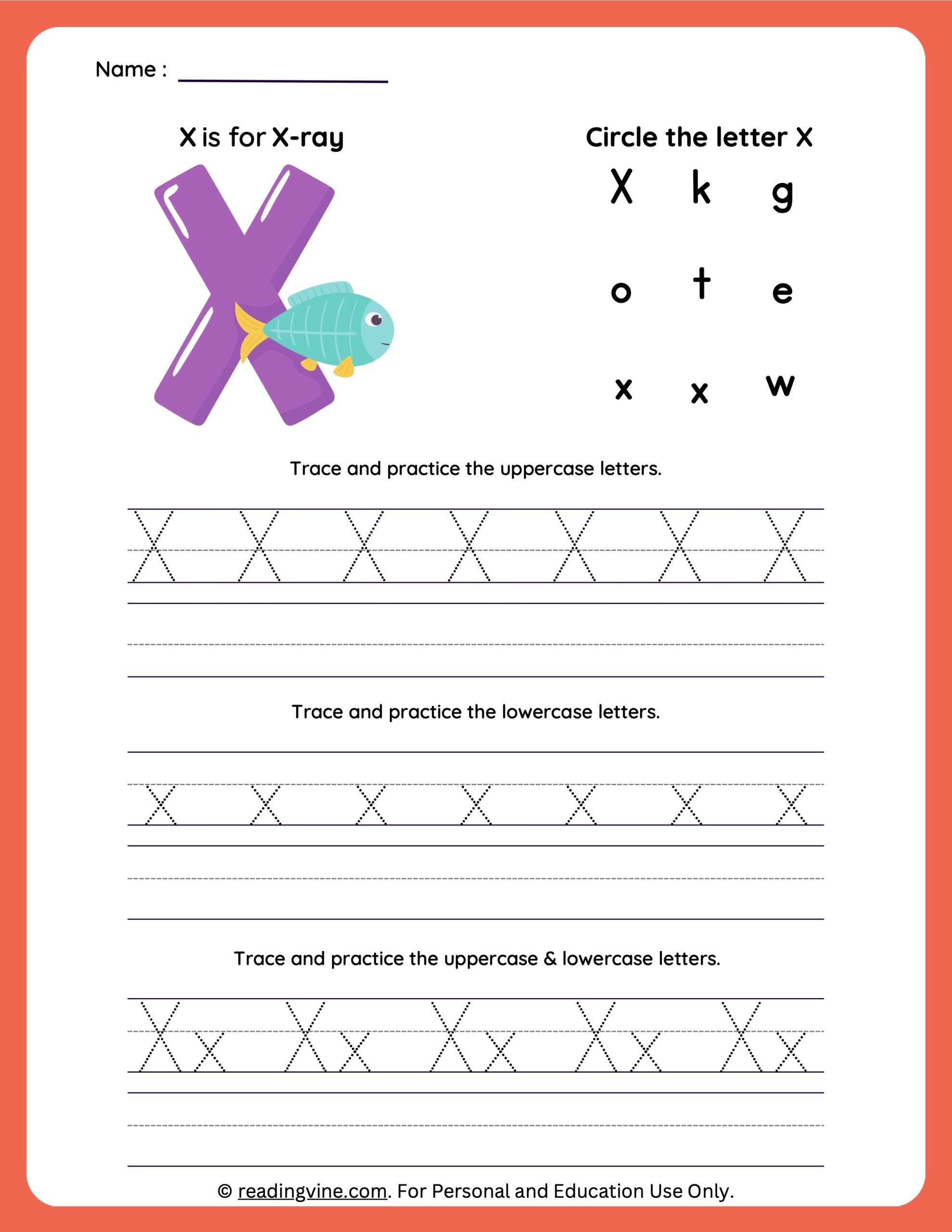 letter x worksheets for preschoolers