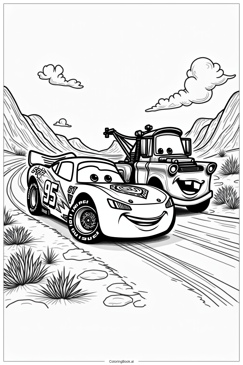 lightning mcqueen and mater coloring pages