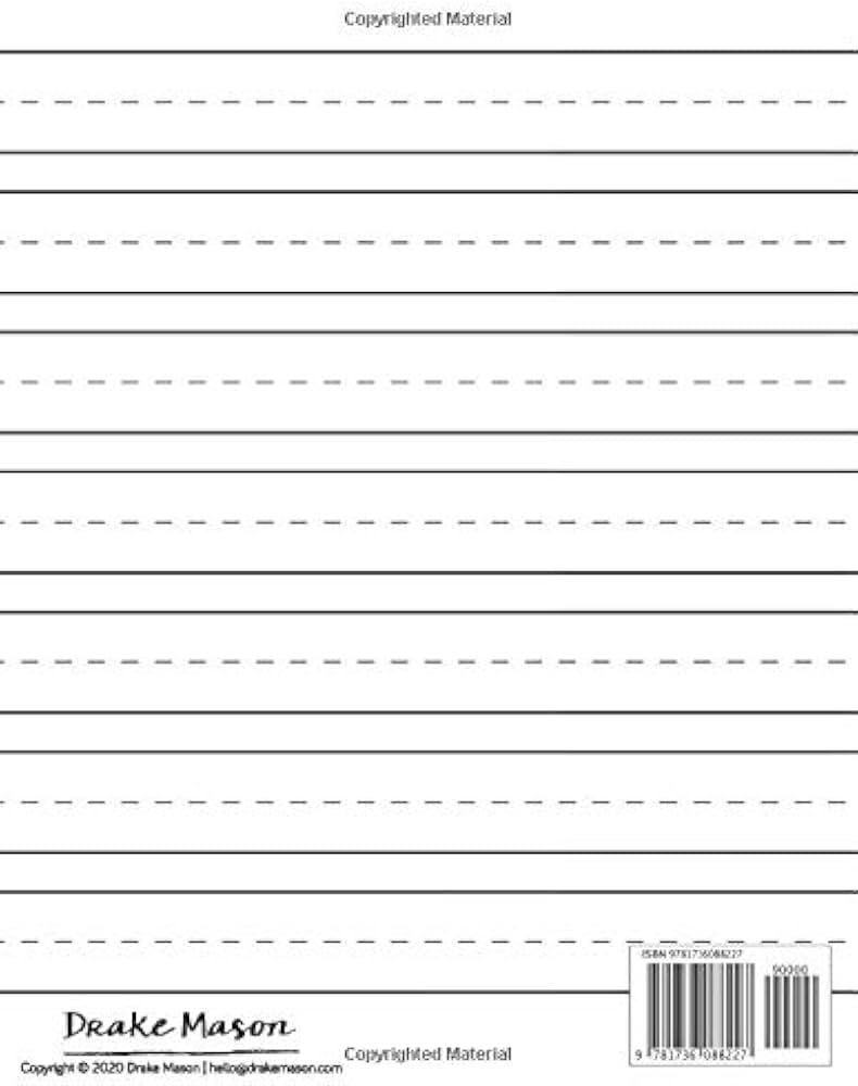 Lined Paper For Kindergarten Writing 120 Blank Handwriting Practice Pages Mason Drake 9781736088227 Amazon Books Lined Paper For Kindergarten Writing 120 Blank Handwriting Practice Pages Mason Drake 9781736088227 Amazon Books