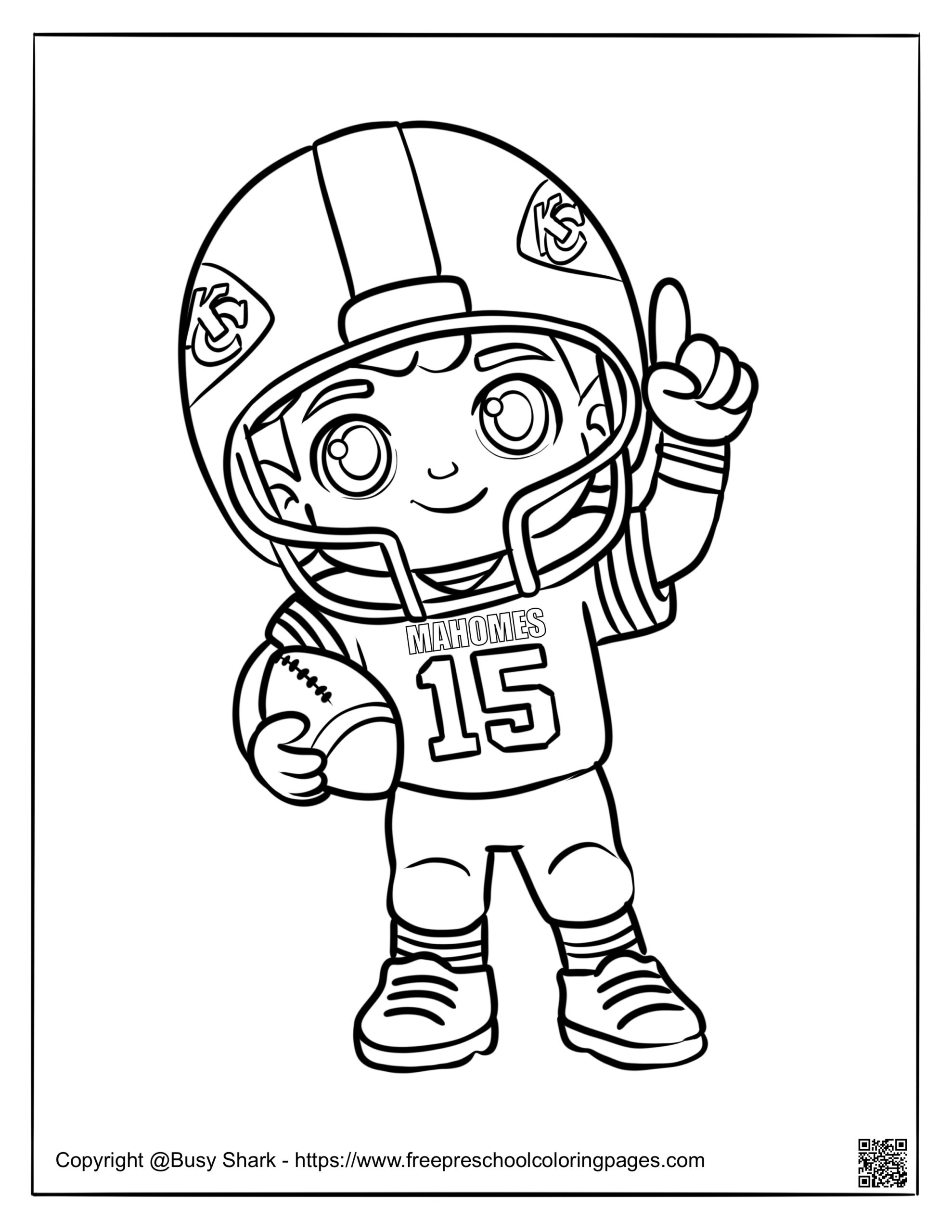 Little Patrick Mahomes Coloring Page