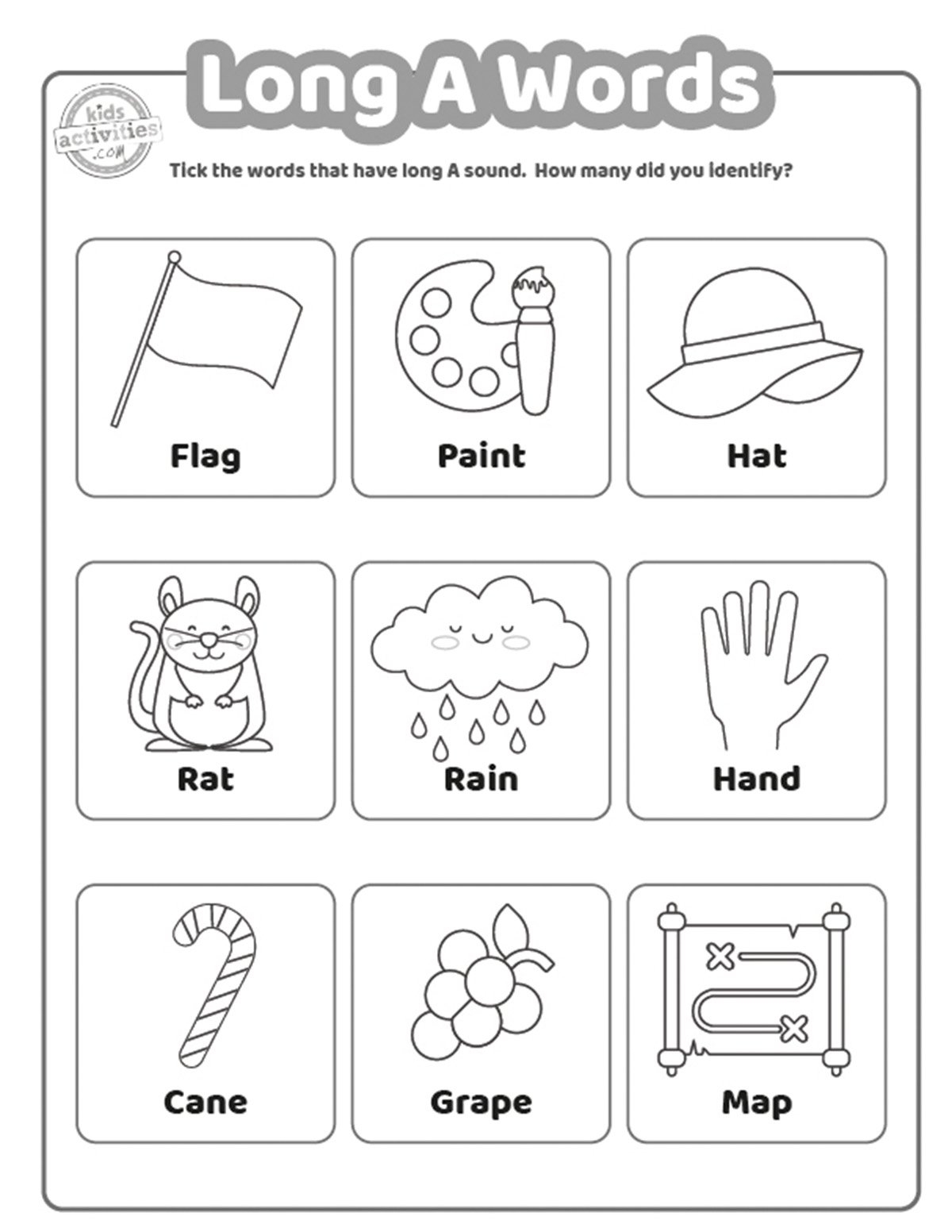 Long A Words Worksheets To Print And Learn Kids Activities Blog
