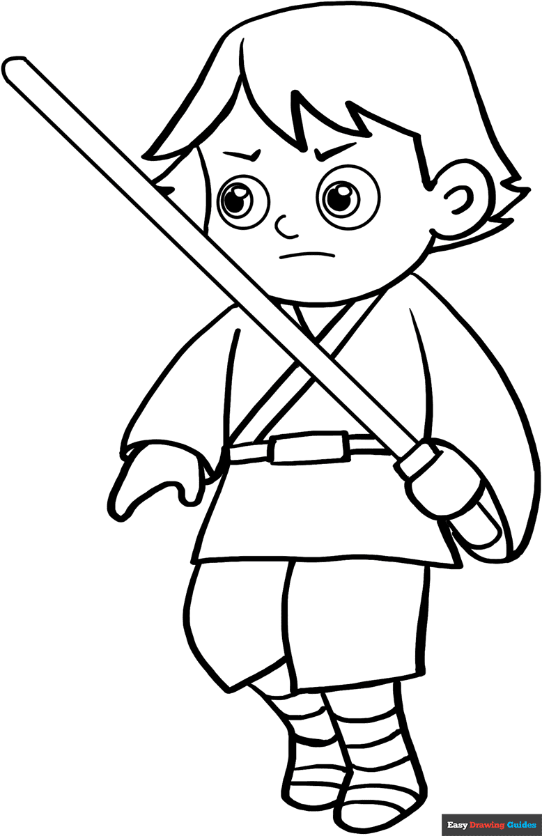 Luke Skywalker Coloring Page Easy Drawing Guides