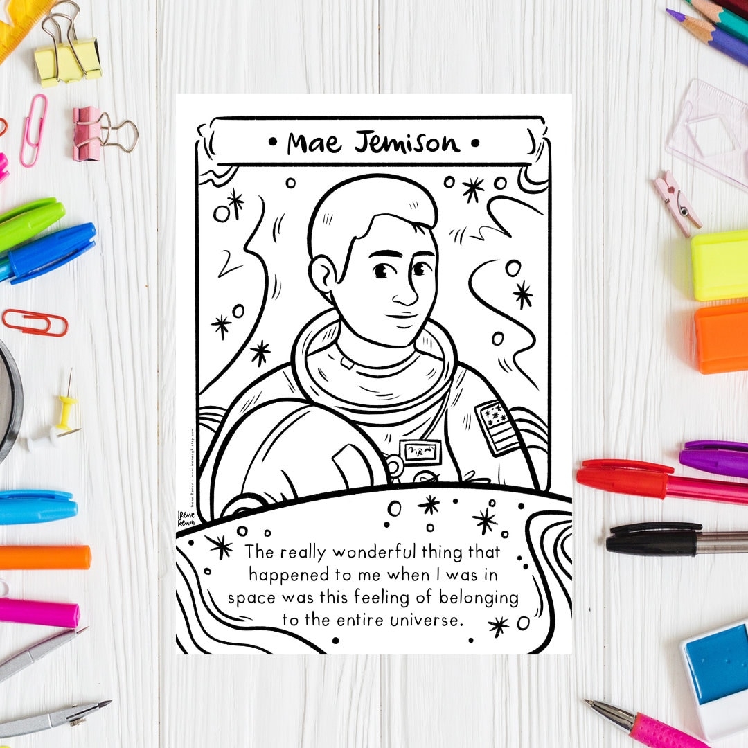 Mae Jemison Coloring Page Black History Month Printable digital Download Etsy Israel