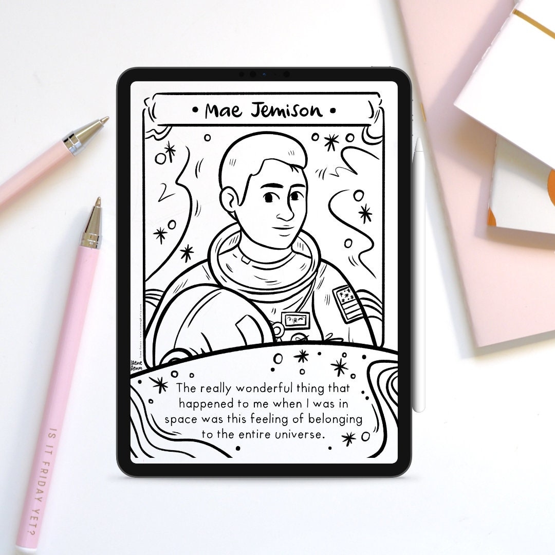 Mae Jemison Coloring Page Black History Month Printable digital Download Etsy