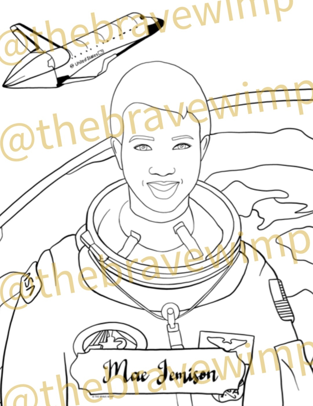 Mae Jemison Shero Coloring Page Digital Download Etsy