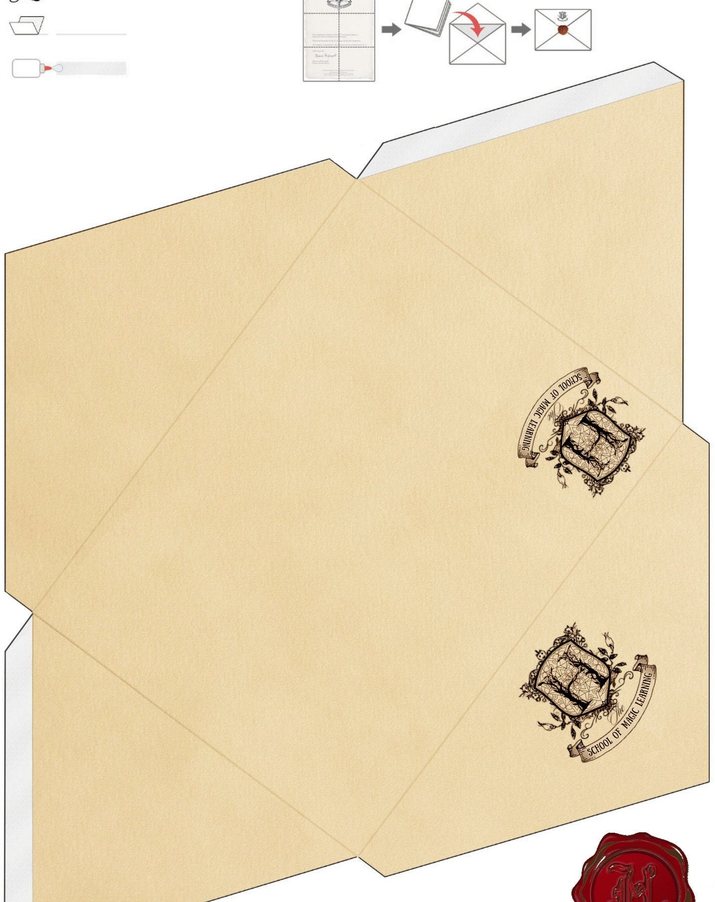 Magic School Printable Envelope Acceptance Letter Wizard Birthday Party Event Invitation School Of Witchcraft Etsy