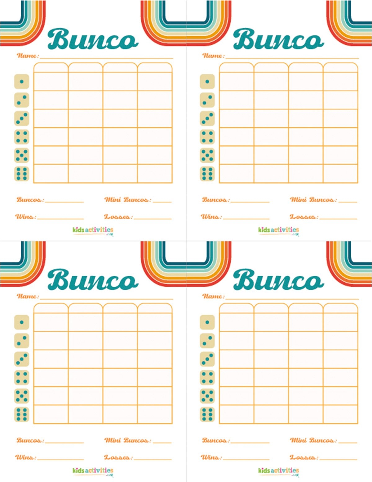 Make A Bunco Party Box With Free Printable Bunco Score Sheets Kids Activities Blog