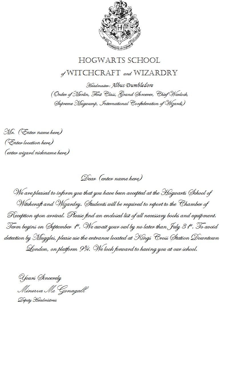hogwarts acceptance letter printable free hogwarts acceptance letter printable free