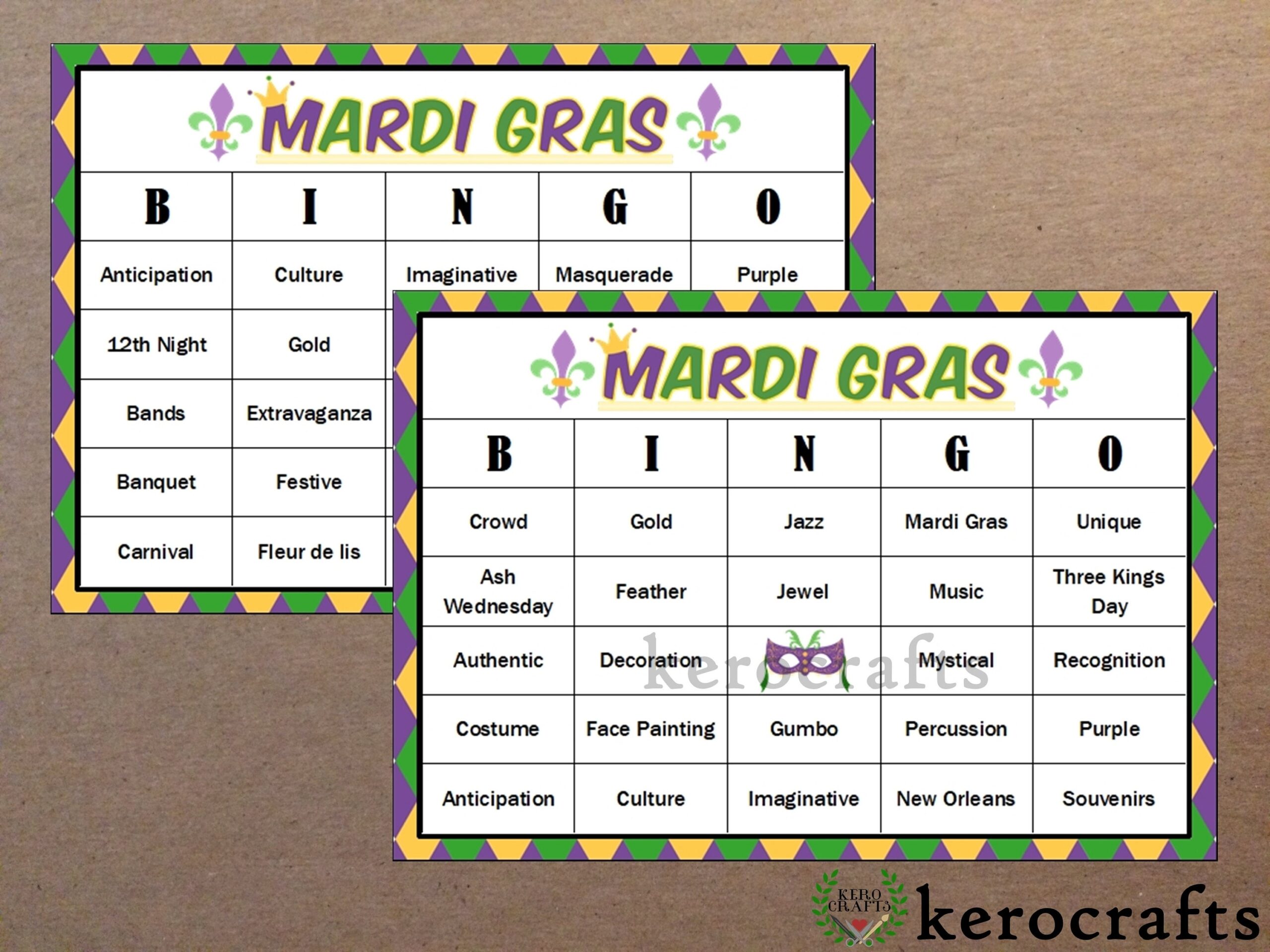 mardi gras bingo