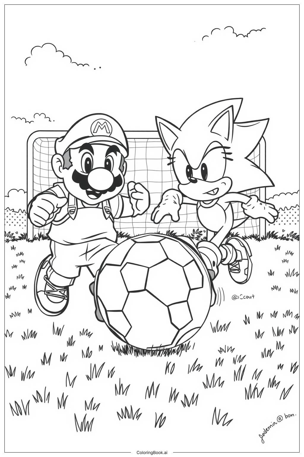 coloring pages mario and sonic