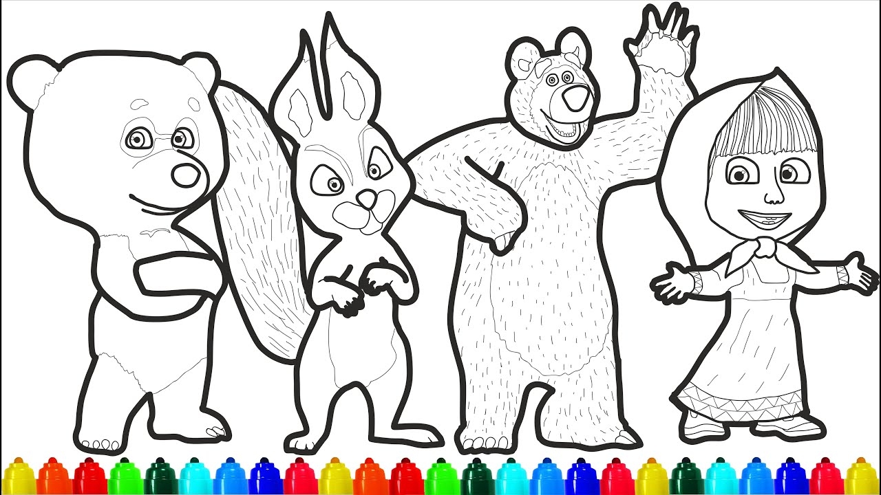 Masha And The Bear Coloring Pages Masha And The Bear Coloring Pages Colored Markers YouTube