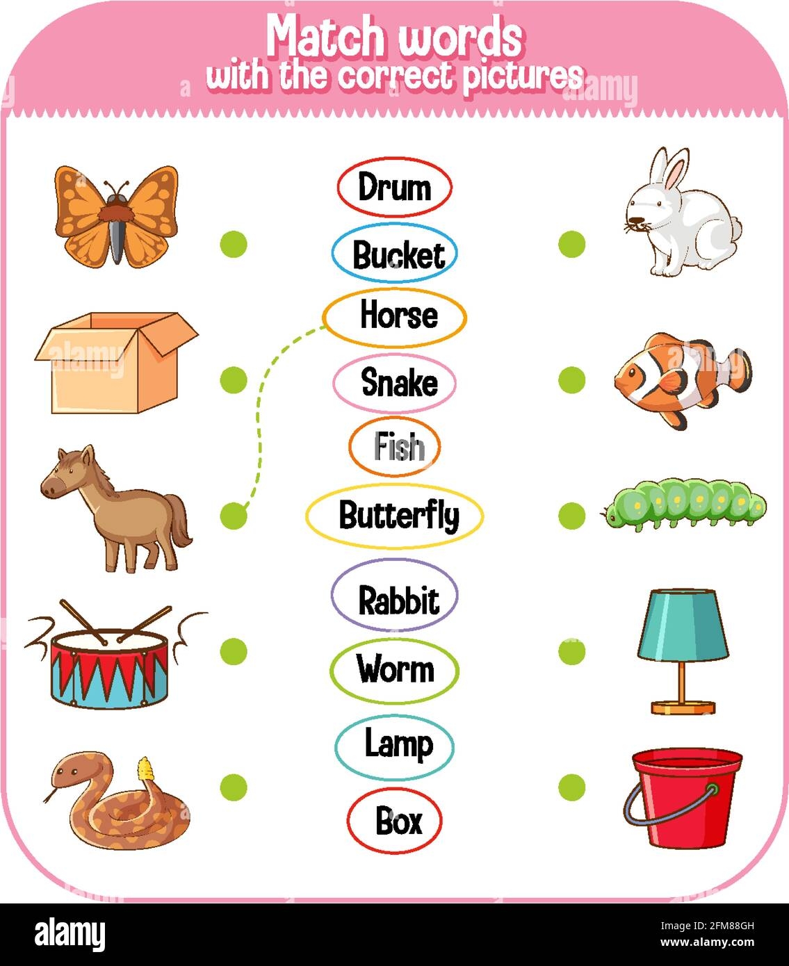 Match Words With The Correct Pictures Game For Kids Illustration Stock Vector Image Art Alamy