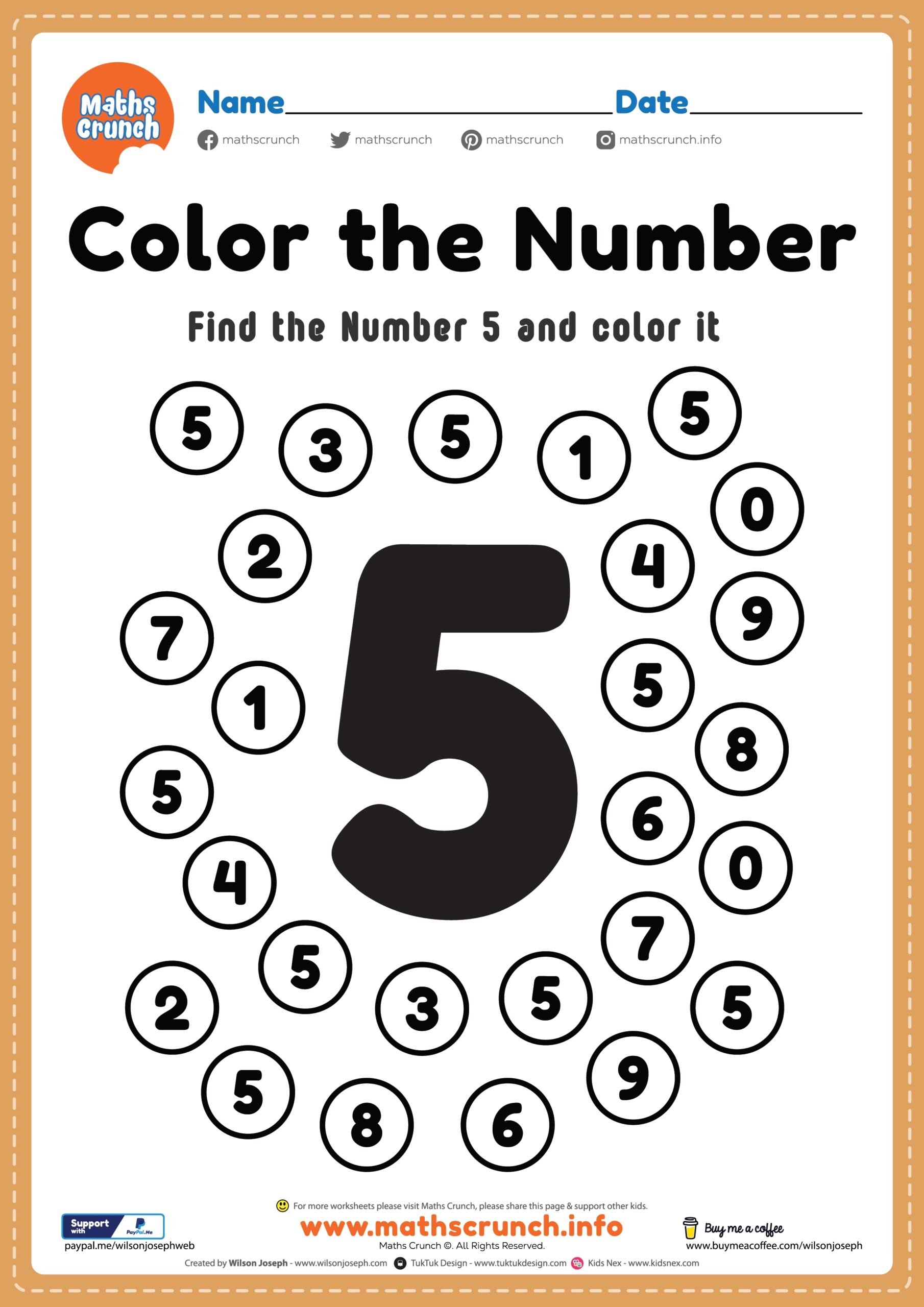 Mathematics Preschool Number 5 Worksheet Worksheets Library