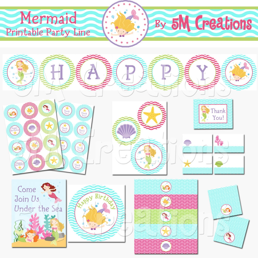 Mermaid Birthday Party Printable Decorations Under The Sea Party Instant Download 5M Creations Blog Mermaid Birthday Party Printable Decorations Under The Sea Party Instant Download 5M Creations Blog