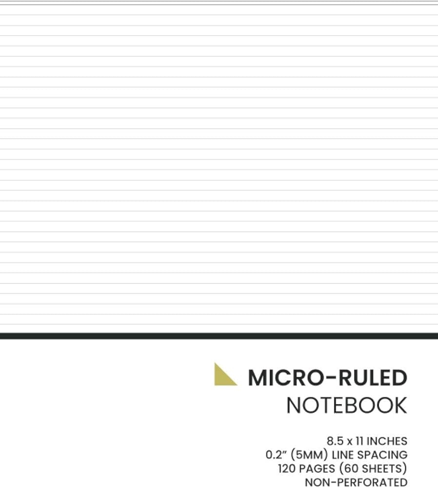 Micro Ruled Notebook Extra Narrow Micro Ruled Paper 120 Pages 60 Sheets No Margins 8 5 X 11 Inches Overview Desk 9798711606550 Amazon Books