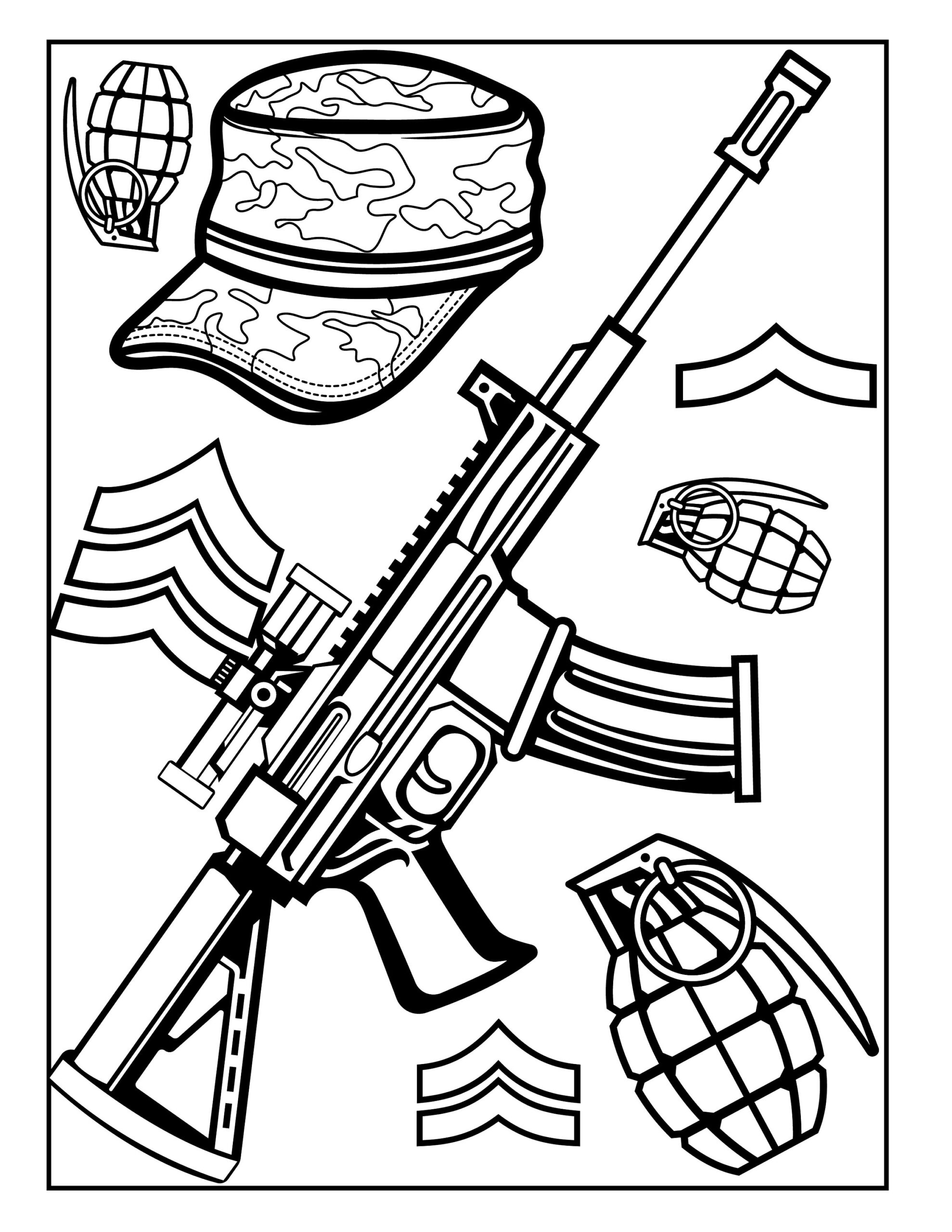 Military Equipment Coloring Pages Tanks Rifles instant Download Etsy