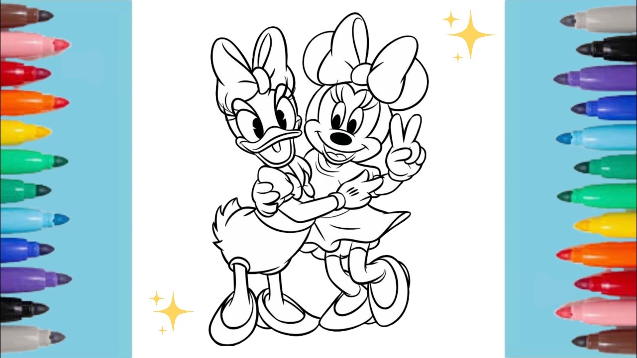 Minnie Mouse And Daisy Duck Coloring Page Iconic Disney Characters Minnie And Daisy YouTube