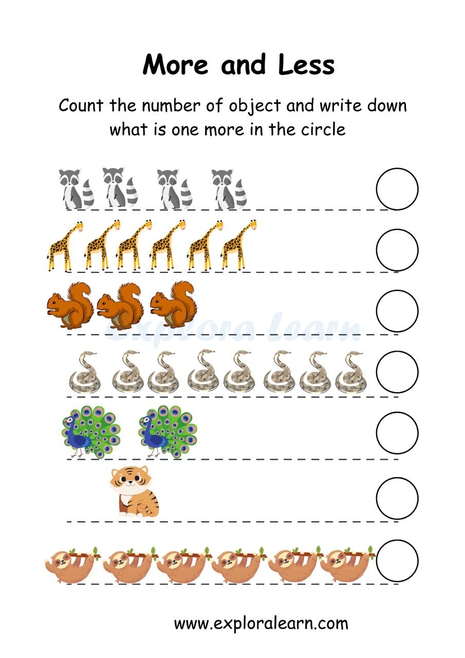 More Or Less Math Worksheets Boost Early Numeracy Skills For 2 6 Year Olds
