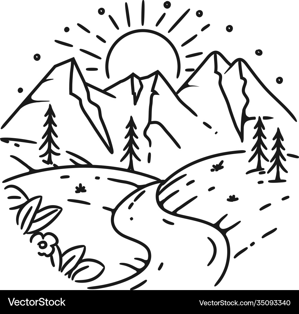 coloring page of a mountain
