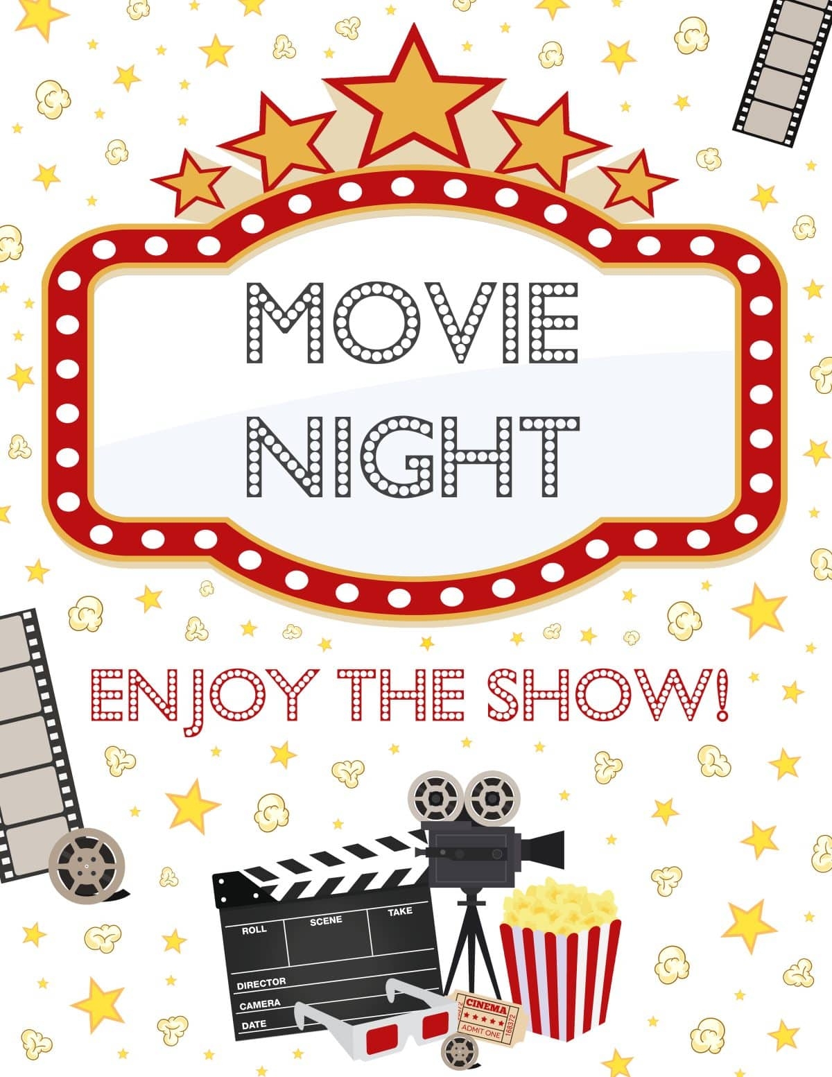 Movie Night Printable Sign And Ticket Gift Tags For The Love Of Food