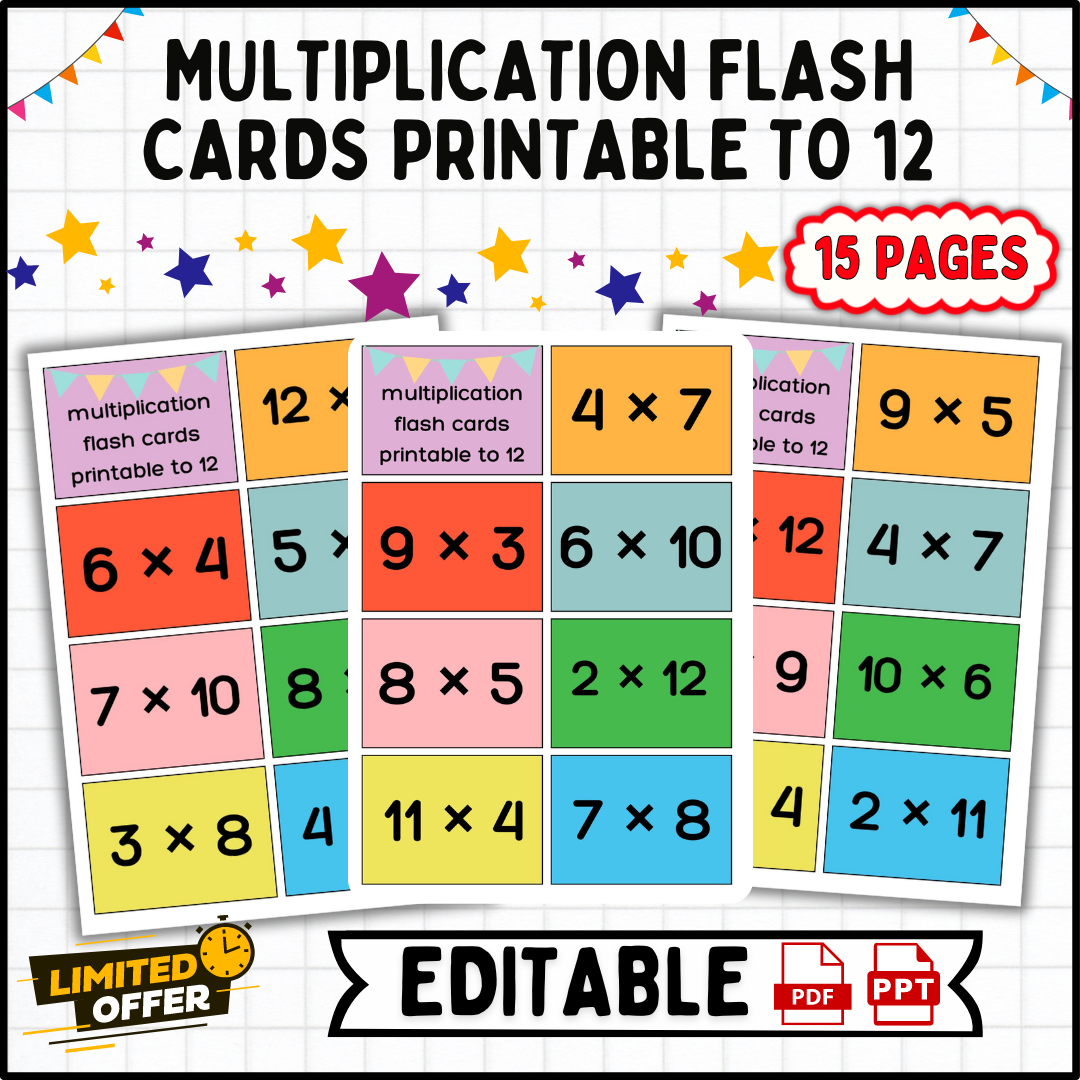 Multiplication Flash Cards To 12 Printable Math Flashcards 3rd 5th Grade Made By Teachers Multiplication Flash Cards To 12 Printable Math Flashcards 3rd 5th Grade Made By Teachers