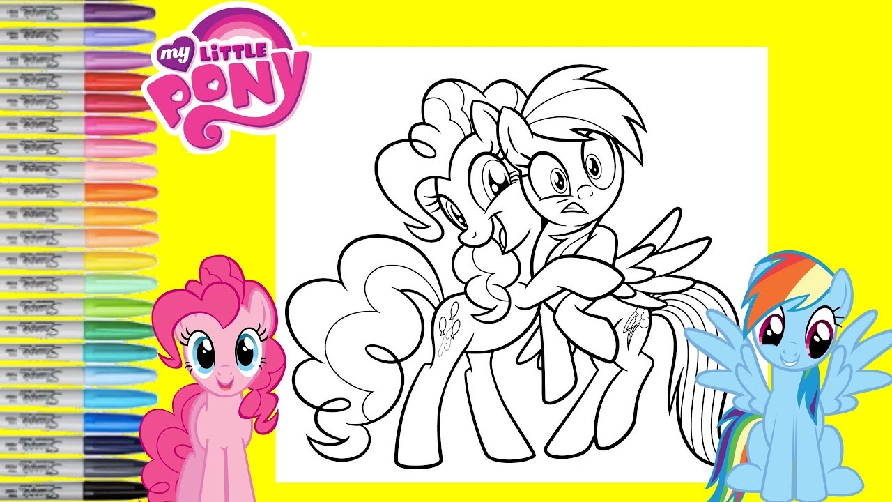 My Little Pony Coloring Book Page Pinkie Pie Hugs Rainbow Dash MLP Coloring YouTube