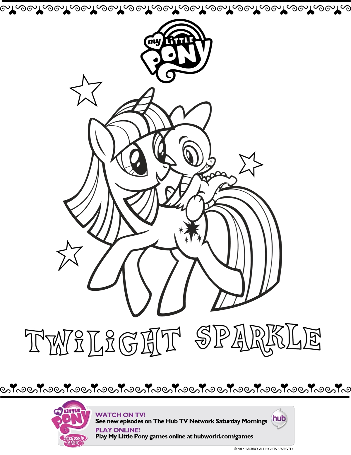 My Little Pony Twilight Sparkle Printable Coloring Page Mama Likes This