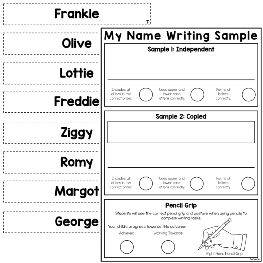 name writing template
