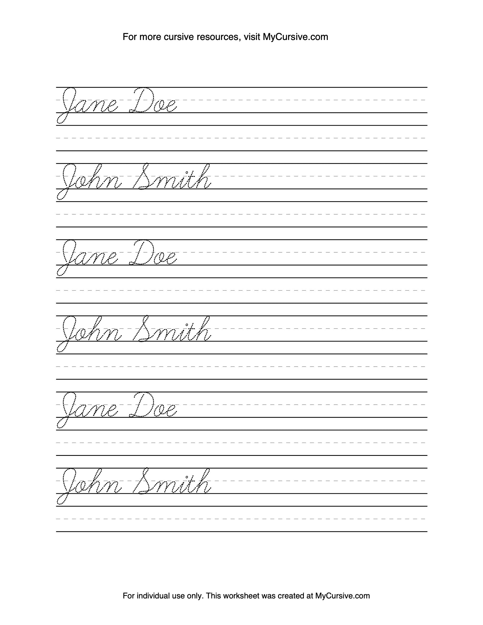 MyCursive Cursive Worksheet Generator Create Practice