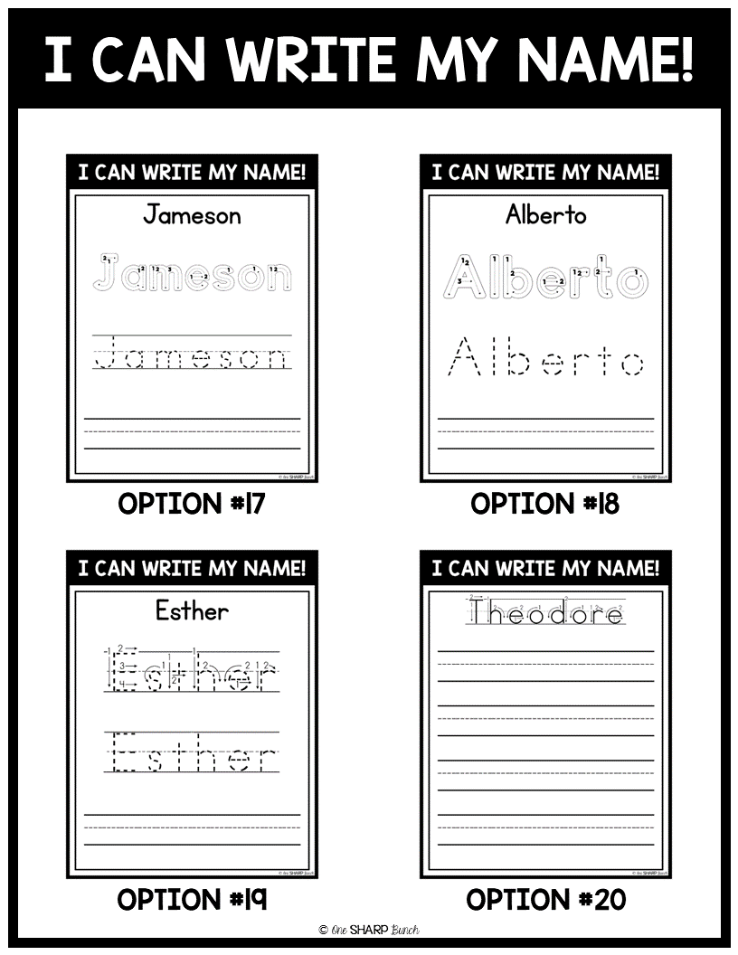 Name Tracing Editable Name Practice Mats Name Activities Name Writing One Sharp Bunch