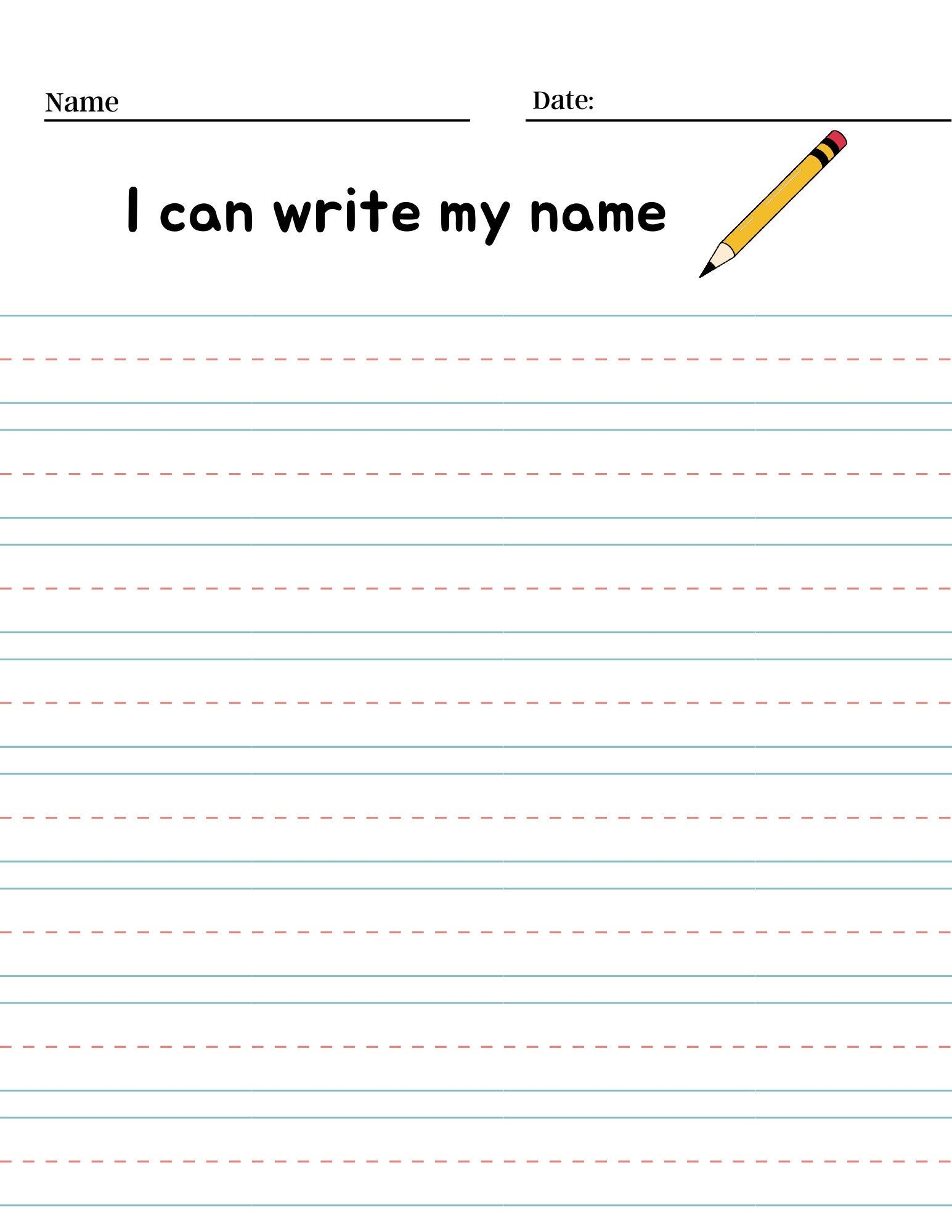 Name Writing Practice Paper Primary Writing Homeschool Childcare daycare Template Handwriting Etsy