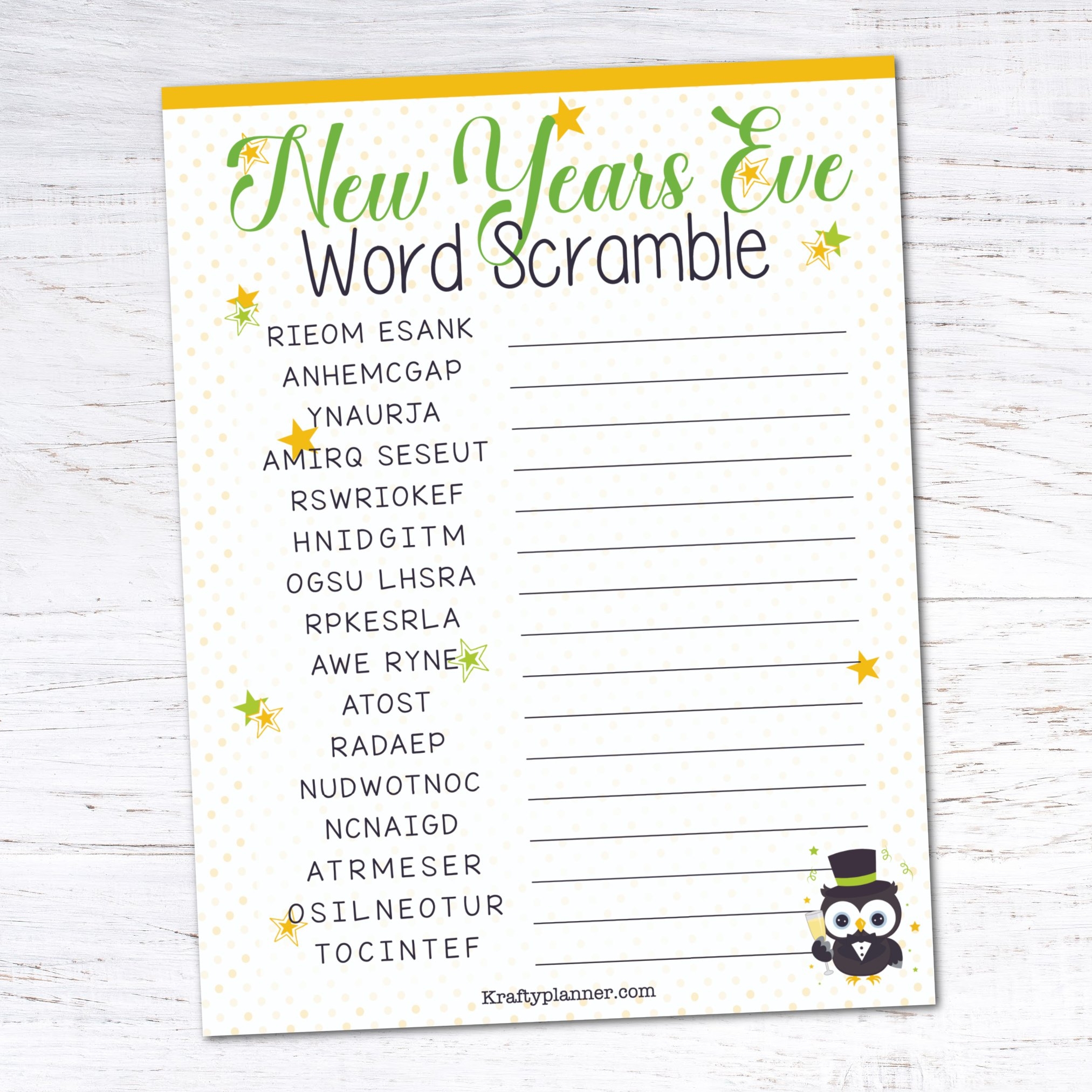 New Years Eve Word Scramble Free Printable Krafty Planner