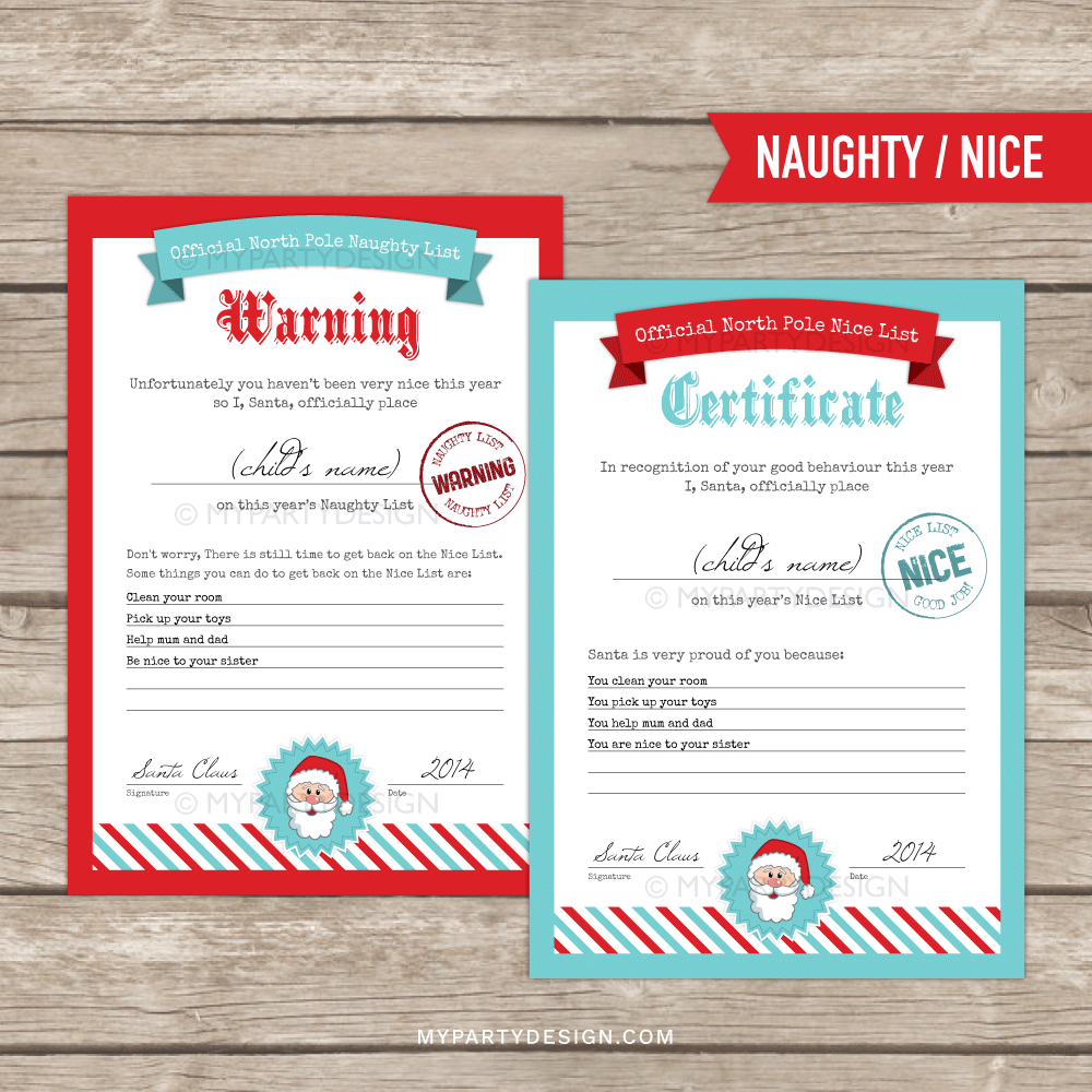 printable naughty nice list