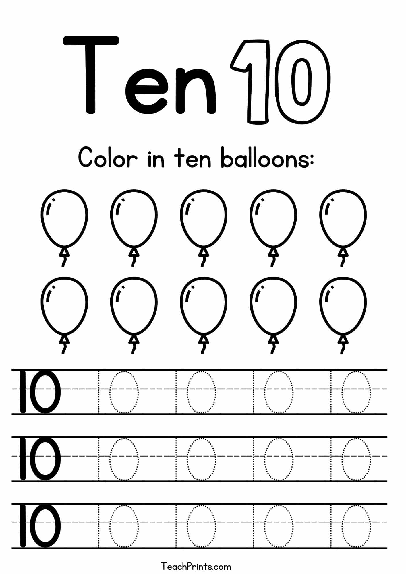 Number 10 Tracing Worksheets Free Printables Teach Prints Number 10 Tracing Worksheets Free Printables Teach Prints