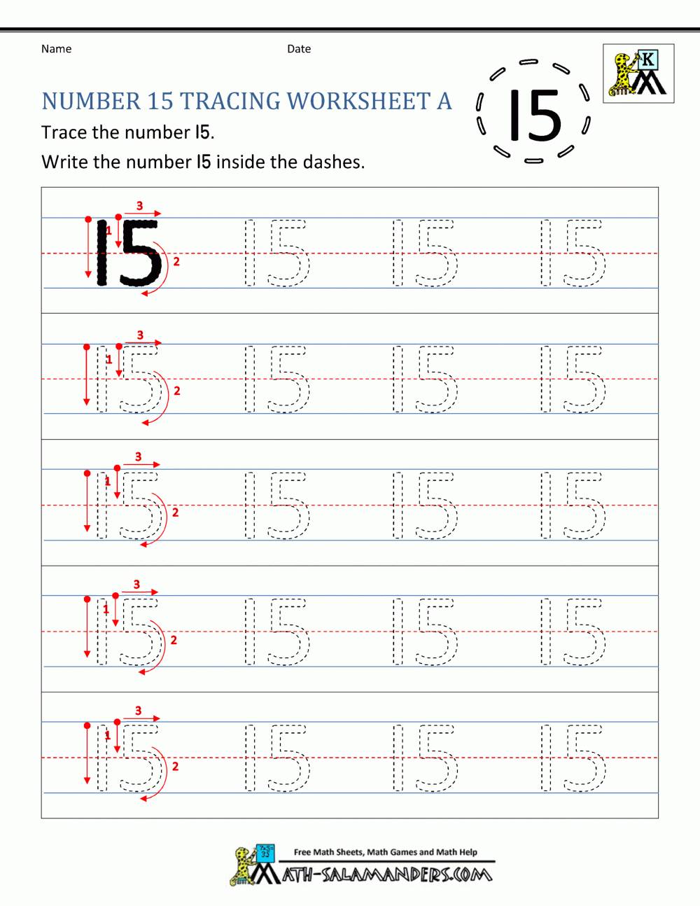 Number 15 Worksheets For Preschool
