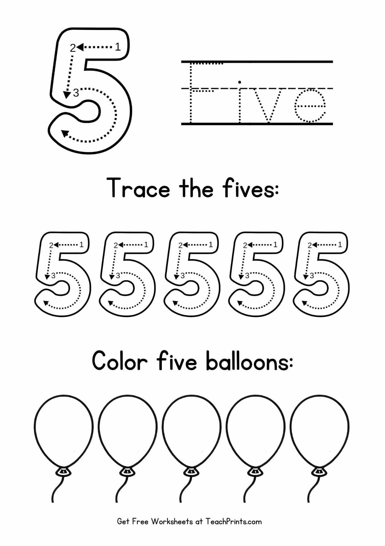 Number 5 Tracing Worksheets Free Printables Teach Prints Number 5 Tracing Worksheets Free Printables Teach Prints