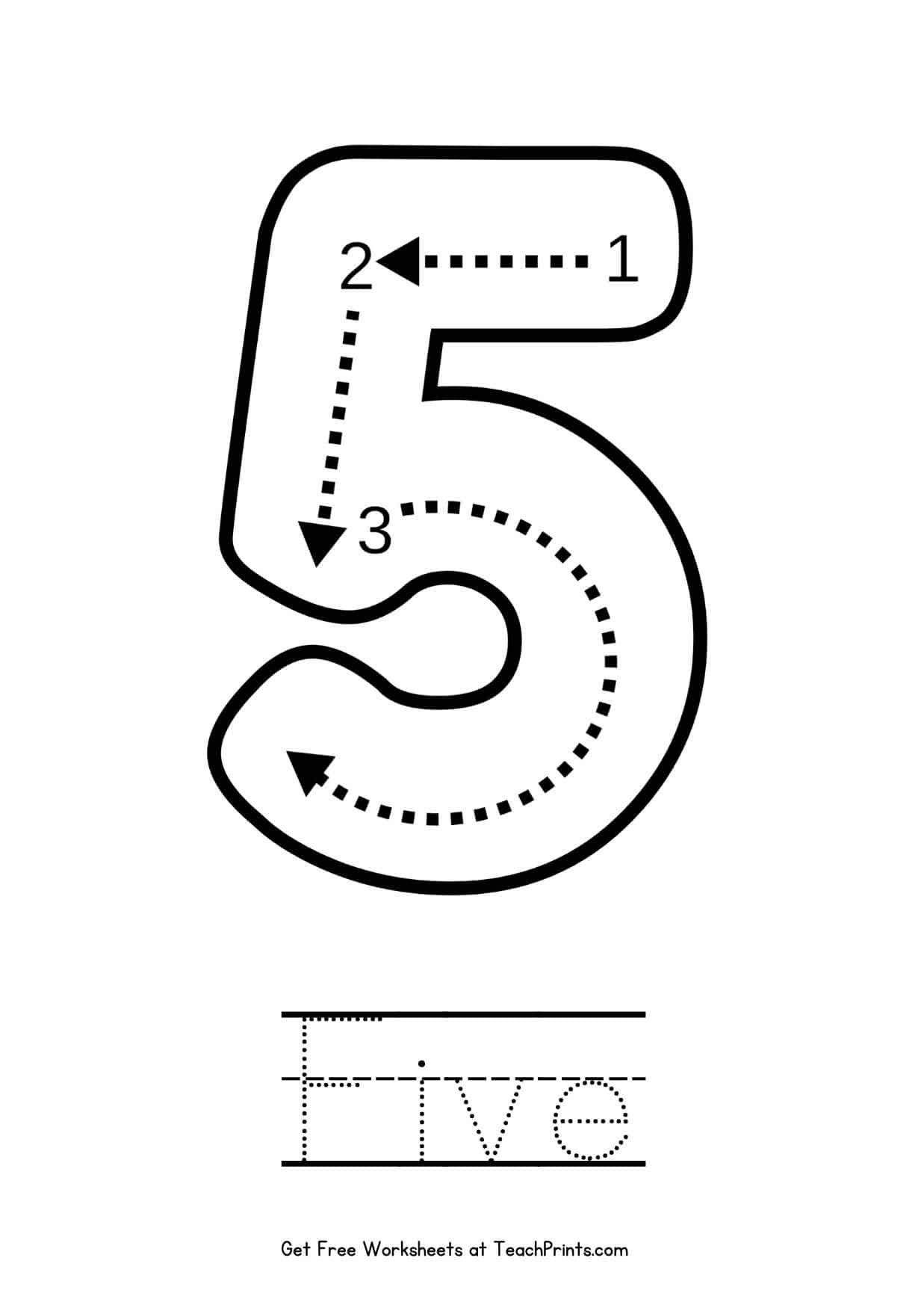 Number 5 Tracing Worksheets Free Printables Teach Prints