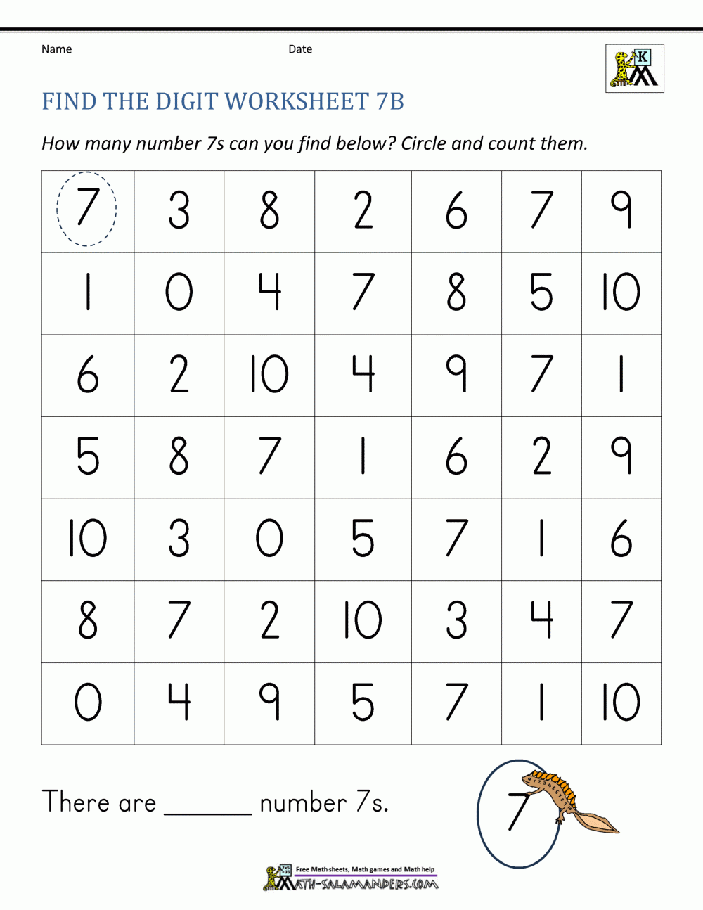 preschool number 7 worksheet