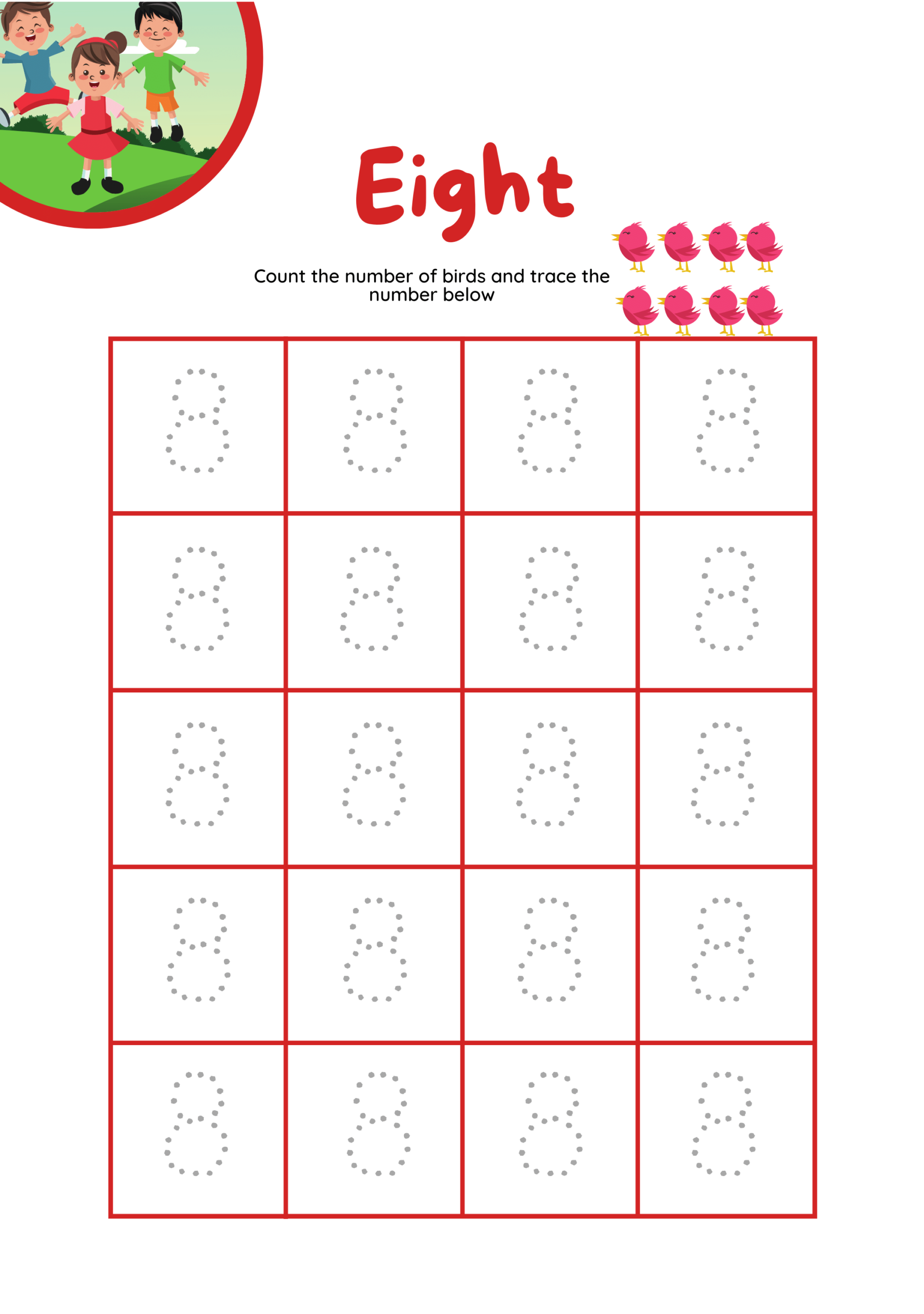 Number 8 Tracing Worksheet Pdf