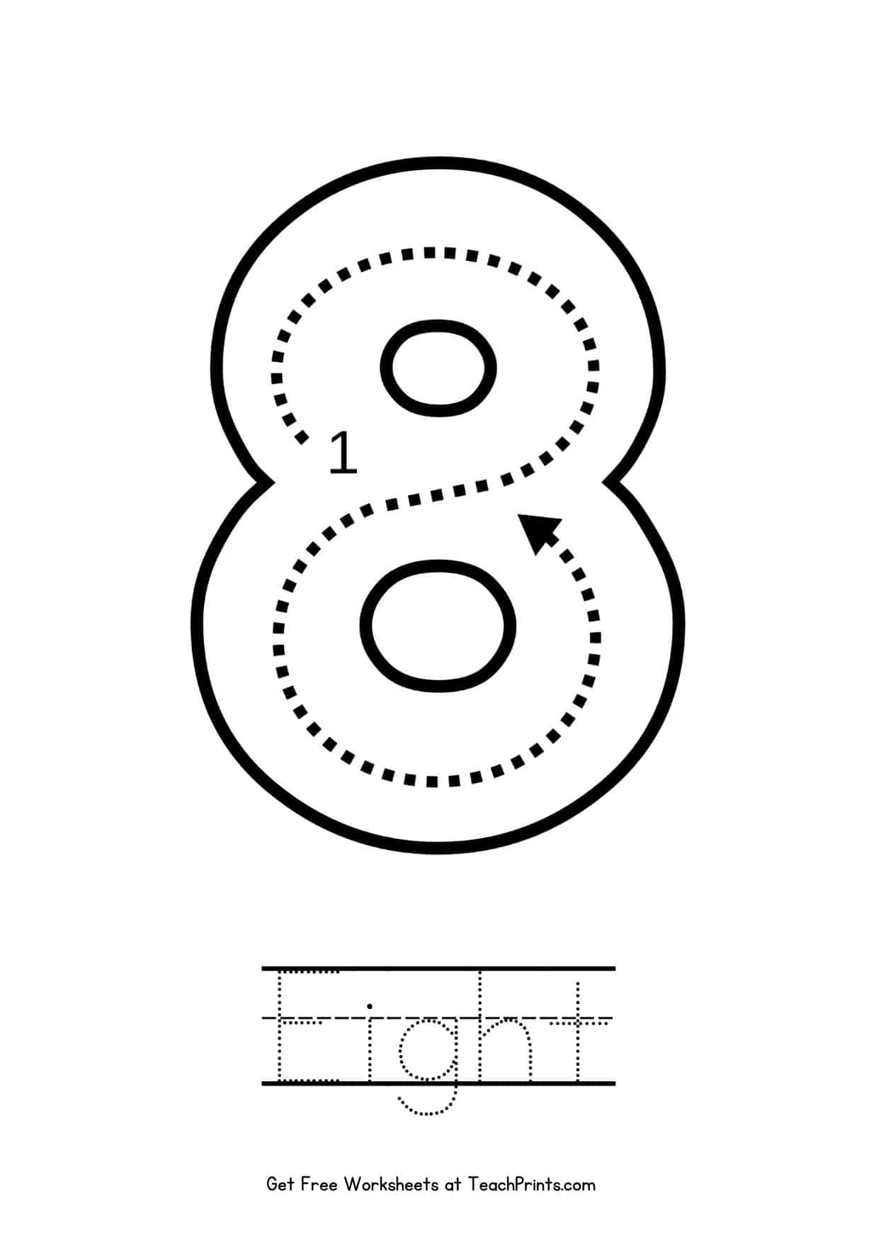 Number 8 Tracing Worksheets Free Printables Teach Prints