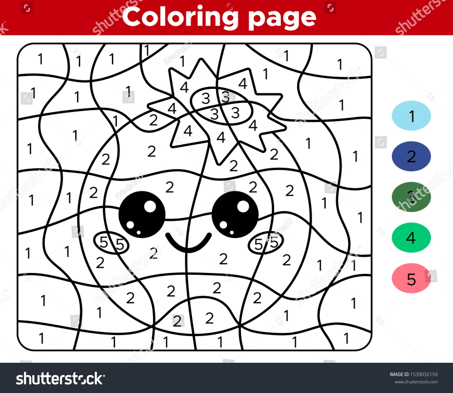 Number Coloring Page Preschool Children Cute Stock Vector Royalty Free 1539032159 Shutterstock
